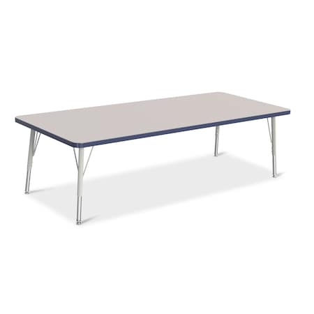 Jonti-Craft Berries Rectangle Activity Table, 30 in. x 72 in., E-height, Freckled Gray/Navy/Gray 6413JCE112